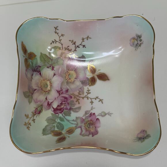 Vintage 1940's Schumann Arzberg Bavaria Rose Pattern Square Bowl - Picture 1 of 8